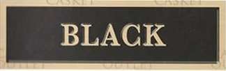 A black sign with white letters on it.
