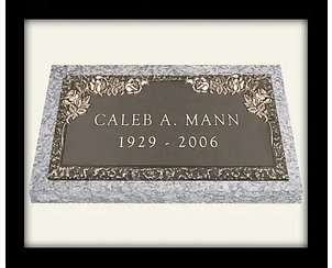 A plaque with the name of caleb a. Mann in it