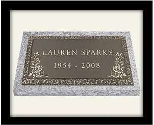 A plaque with the name lauren sparks and date of birth.