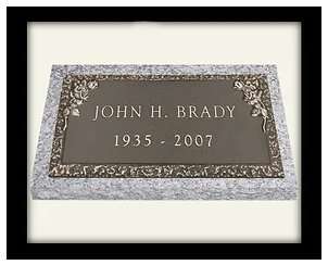 A plaque with the name of john brady in it.
