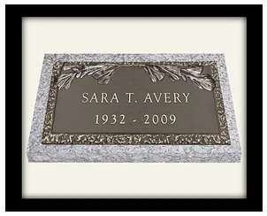 A plaque with the name of sara t. Avery and date of birth