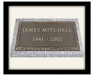 A plaque with the name of james mitchell and date.