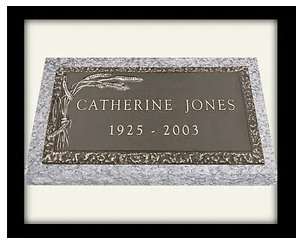 A plaque with the name catherine jones engraved on it.